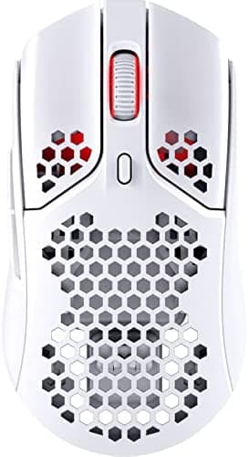 HyperX Pulsefire Haste – Wireless Gaming Mouse – Ultra Lightweight, 62g, 100 Hour Battery Life, 2.4Ghz Wireless, Honeycomb Shell, Hex Design, Up to 16000 DPI, 6 Programmable Buttons – White (Renewed)
