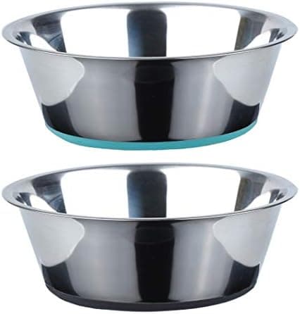 PEGGY11 Deep Stainless Steel Anti-Slip Dog Bowls, Set of 2, Each Holds Up to 8 Cups