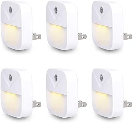 Uigos LED Night Light, Warm White Nightlight, Dusk-to-Dawn Sensor, Bedroom, Bathroom, Kitchen, Hallway, Stairs, Energy Efficient, Compact, 6-Pack