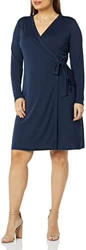 Amazon Essentials Women's Long Sleeve Signature Wrap Dress