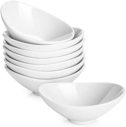 LIFVER Ceramic Dip Bowls Set, 3 Oz White Dipping Bowls Soy Sauce Bowls/Dishes, Charcuterie Board Bowls Gravy Boat Small Bowls for Tomato Sauce, Soy, BBQ and other Festival Party Supplies - Set of 8